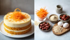 Carrot and orange cake served with an orange slice garnish and a light glaze