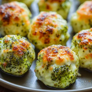 Golden brown broccoli cheese balls with a crispy exterior