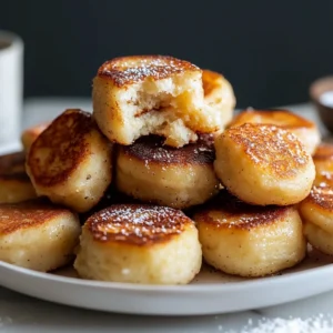 Golden baked mini pancake bites in a muffin tin, made with banana and oats