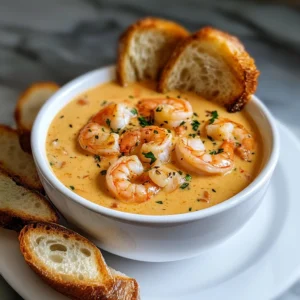 Creamy seafood bisque topped with fresh herbs and served with crusty bread