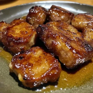 Juicy Beef chops glazed with brown sugar and herbs on a plate