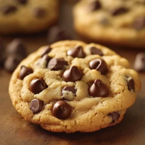 Melting chocolate chips oozing from freshly baked cookies on a tray