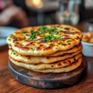 Homemade Indian flatbread cooking in a pan without yeast, golden and soft