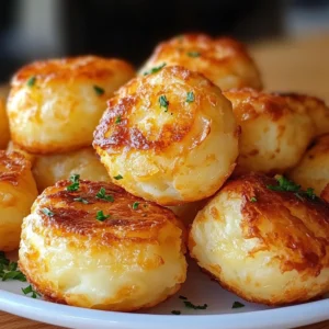 Baked mashed potato cheese puffs in a muffin tin fresh from the oven