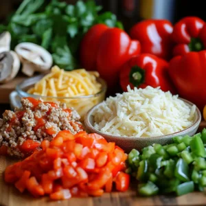 Bowl filled with melted cheese, pepperoni, and veggies – keto pizza bowl