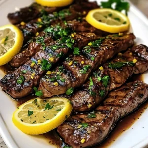 Marinated steaks on a cutting board with visible herbs and marinade glaze