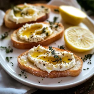 Whipped feta cheese spread with hot honey drizzled on top