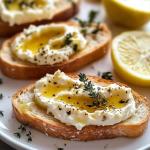 Bowl of whipped feta cheese topped with hot honey and herbs