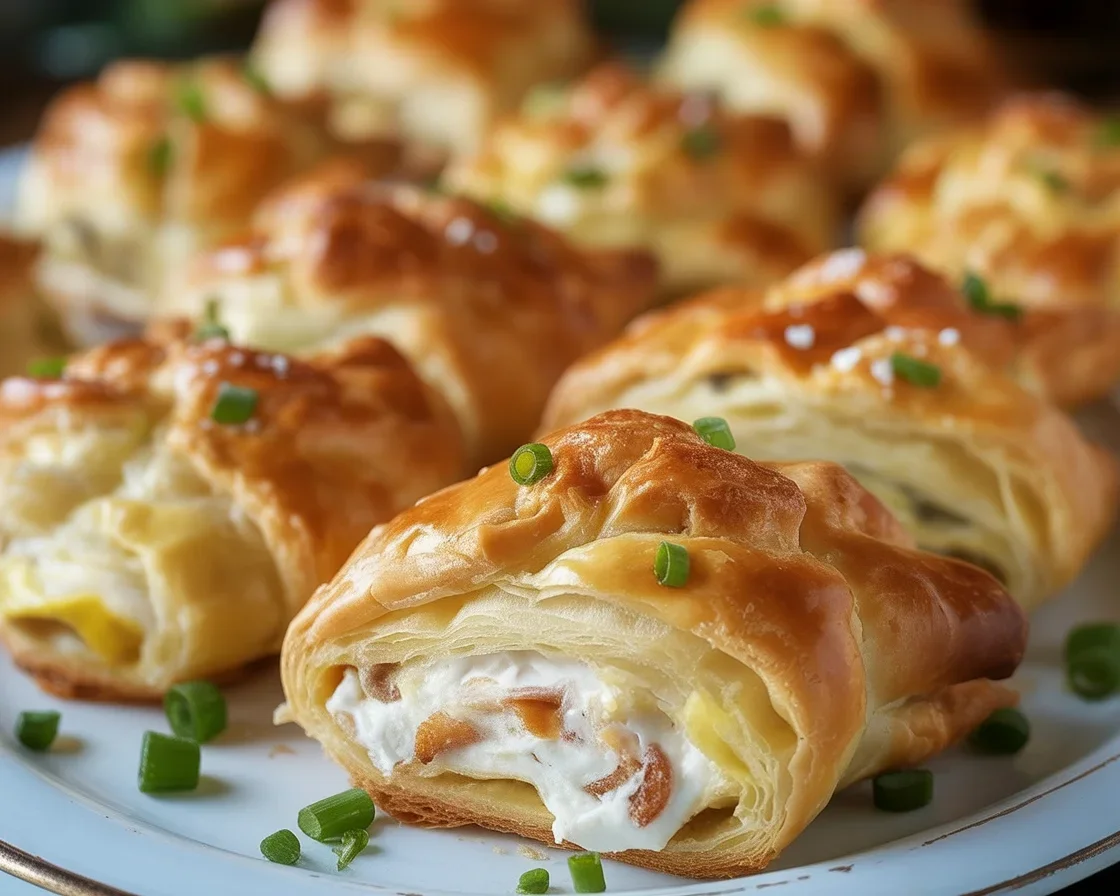 Delicious Crab Crescent Bites Delight served as a creamy appetizer on a platter.