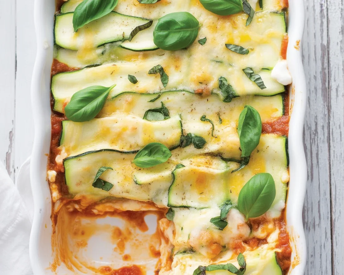 Delicious low-carb Paleo Zucchini Lasagna layered with cashew cheese and spices.