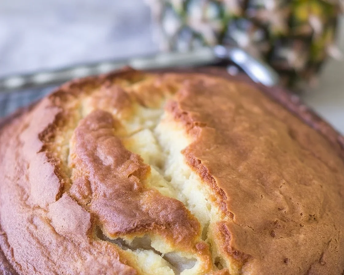 Moist Hawaiian Banana Bread with coconut flakes and crushed pineapple.