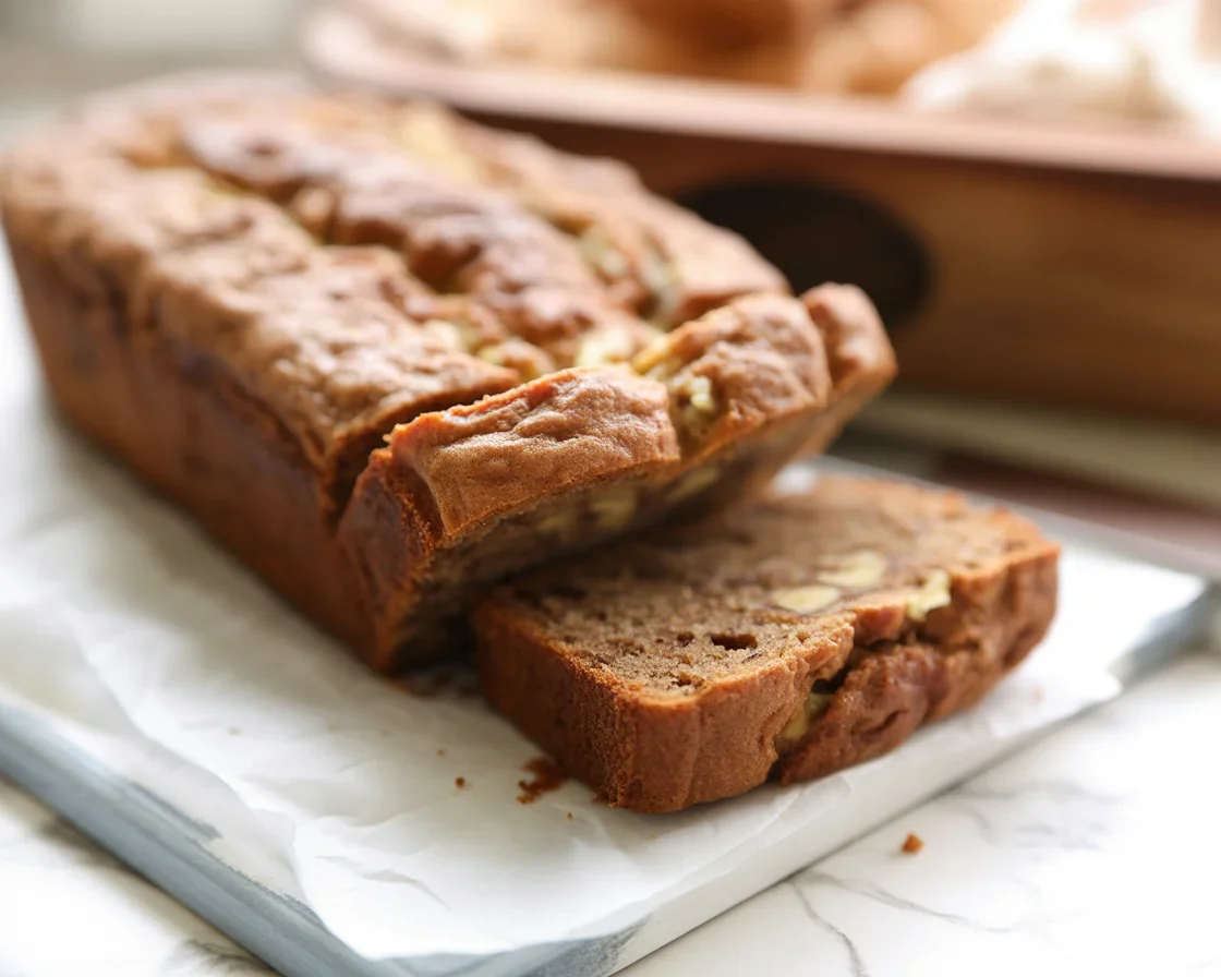 Deliciously moist Amish banana nut bread made with friendship bread starter.