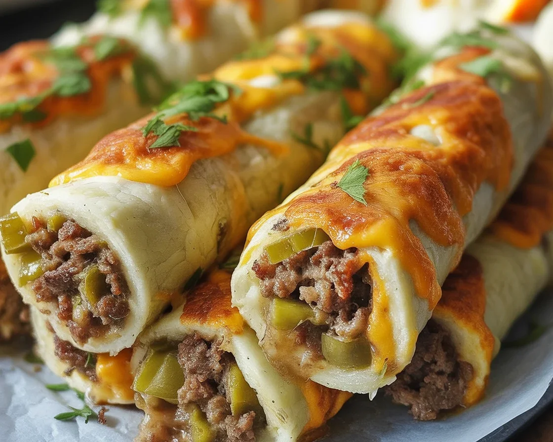 Keto Philly Cheesesteak Roll Ups with cream cheese and beef